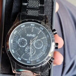 August Steiner Men's Chronograph Watch Black Dial Stainless Steel Brand new